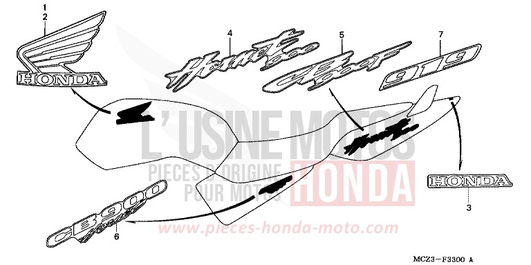 MARK for Hornet 900 DARKNESS BLACK METALLIC (NH463) from 2005